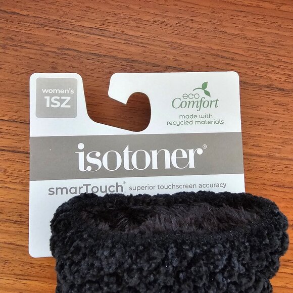 !!!NWT!!! Women's Black Isotoner Smart Touch Gloves, One Size - Picture 2 of 5